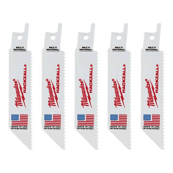 Milwaukee 4 in. 10 TPI Multi-Material Cutting HACKZALL Reciprocating Saw Blades (5-Pack)