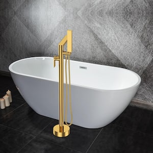 Freestanding 63 in. Contemporary Design Acrylic Flatbottom SPA Tub Bathtub in White