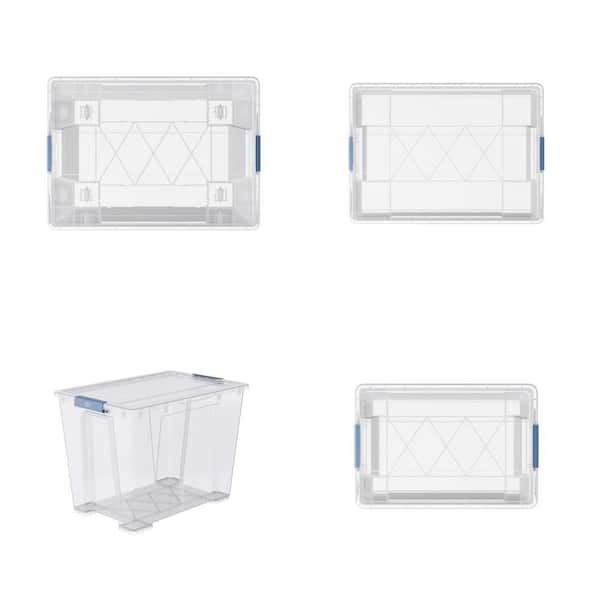 Clear Latching Vista Stack Storage Tote Assortment, 136, 68, 60, and 32 Qt. (4-Piece Set)
