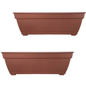Newbury Extra Large 26.85 in. x 9.2 in. 17 qt. Light Terracotta-Color Resin Deck Box Outdoor Planter (Pack of 2)