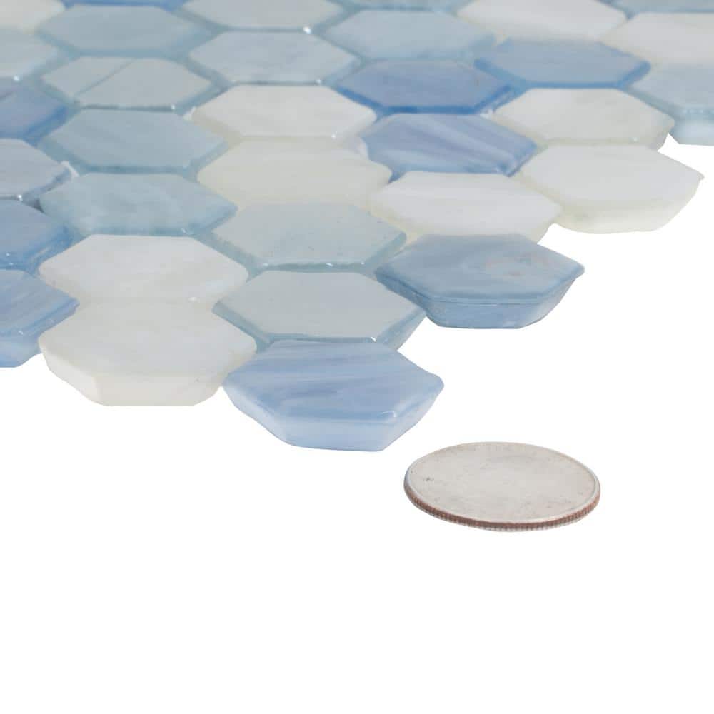 Light Blue Hexagon Glossy Glass Mosaic Tile for Kitchen and Bathroom