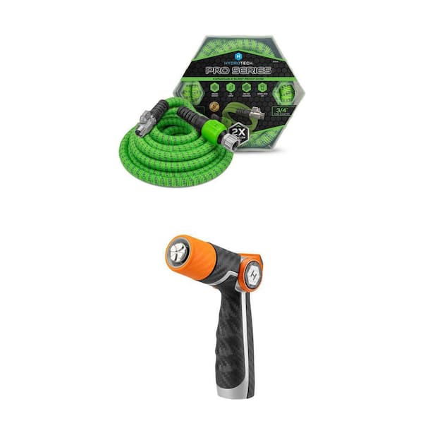 Pro Series 3/4 in. x 50 ft. Heavy Duty Garden Water Hose and Twist Hose Nozzle Set (2-Piece)