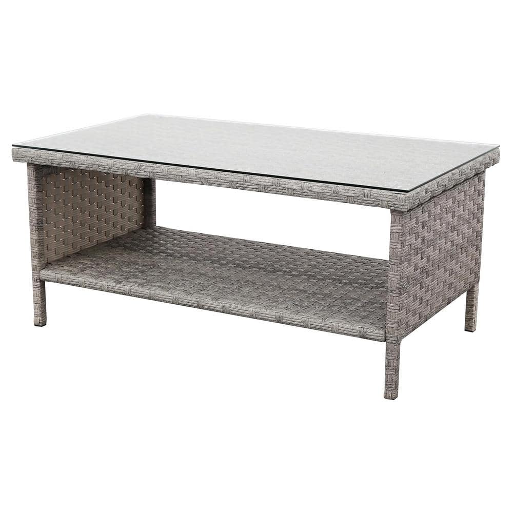 Grey PE Wicker Outdoor Coffee Table