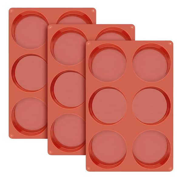 4 Inch Round Silicone Baking Molds with Non-Stick Surface, 3-Pack for Muffin Tops, Eggs, Pies, Bread and Pastry