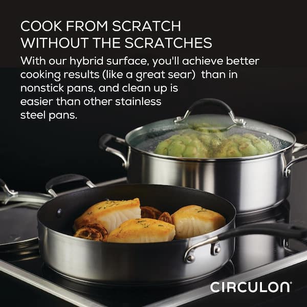 Circulon SteelShield Stainless Steel 10.25 Frying Pan, Silver