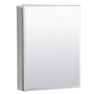 15 in. W x 26 in. H Large Rectangular Frameless Wall Bathroom Vanity Mirror in Silver with 2-Adjustable Shelves