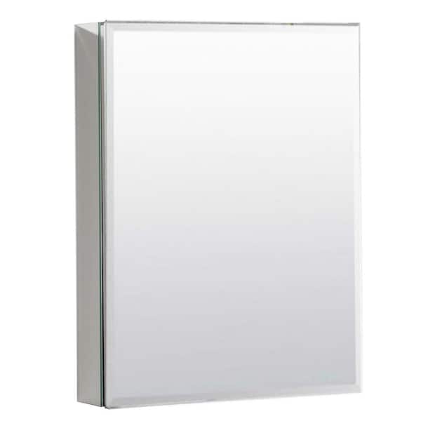 Tatahance 15 in. W x 26 in. H Large Rectangular Frameless Wall Bathroom Vanity Mirror in Silver with 2-Adjustable Shelves