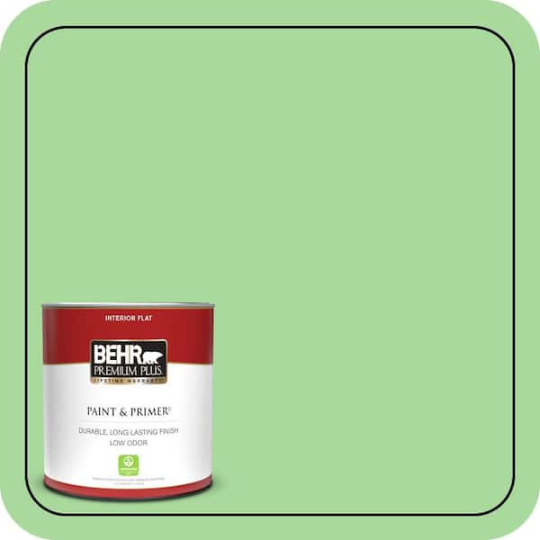 BEHR PREMIUM PLUS 1 qt. #440B-4 Cool Aloe Flat Low Odor Interior Paint & Primer