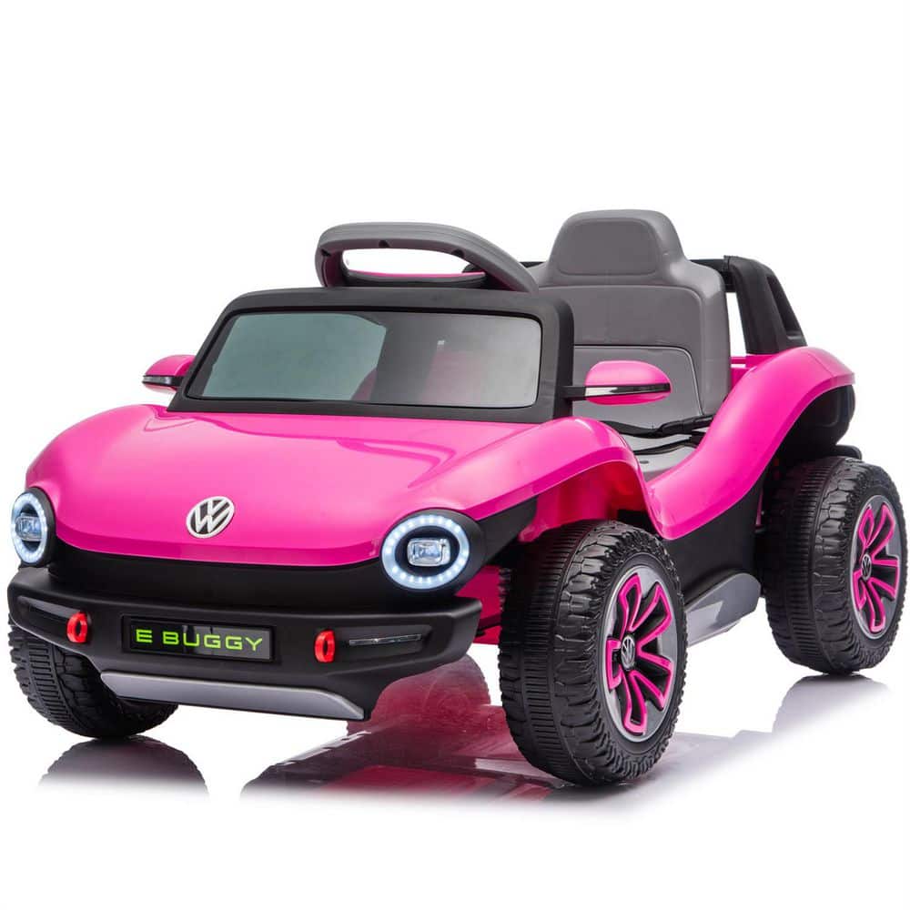 LuckByte Pink Kids Ride on Electric Car with Bright Front Headlights ...