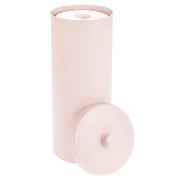 Plastic Floor Stand 3-Roll Space-Saving Toilet Tissue Holder with Cover for  Bathroom Corner in Light Pink