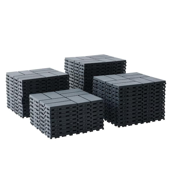 1 ft. x 1 ft. Outdoor Plastic Interlocking Deck Tile in Gray (44 sq. ft. Per Box)