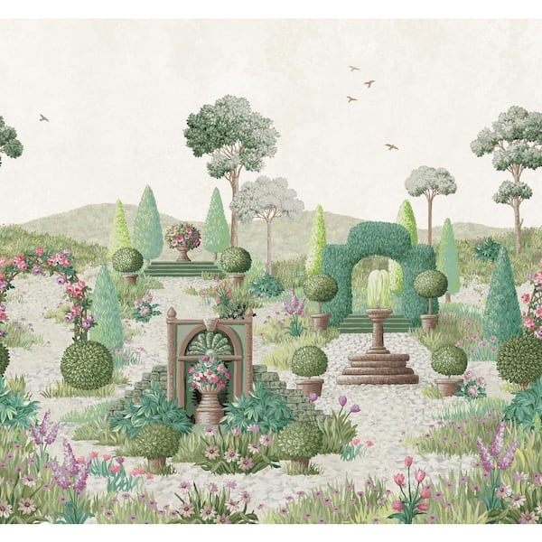 Laura Ashley Naunton Folly Fern Green Mural (118.11 in. by 110.24 in.)