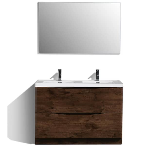 Smile 48 in. Double Sink Rosewood Bath Vanity with White Acrylic Top (Assembled)