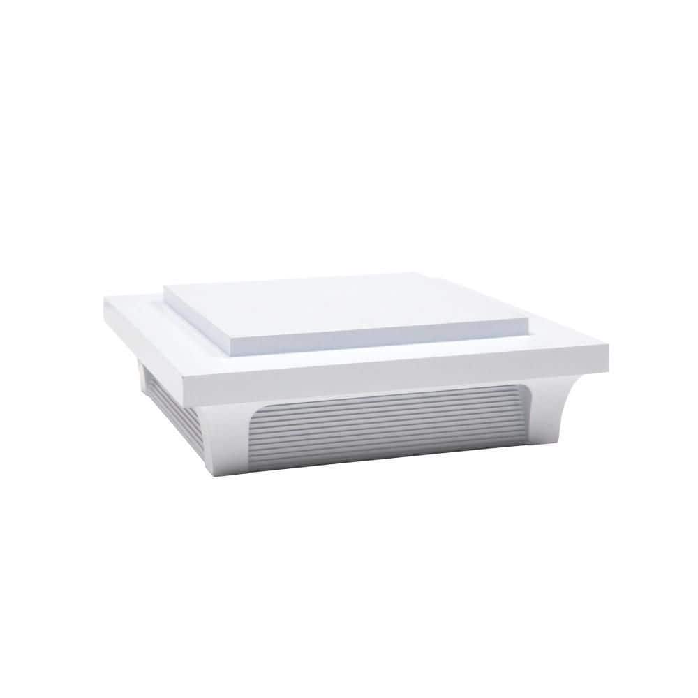 White Aluminum LED Post Cap Light with Warm White Glow