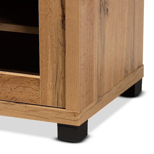 Baxton Studio Beasley 70.87 in. Oak Brown and Black TV Stand Fits