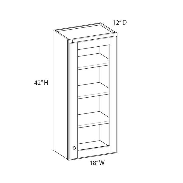 Unbranded Norfolk Shaker 18 in. W x 42 in. H x 12 in. D in Painted White Plywood Assembled Glass Door Wall w/ Finished Interior