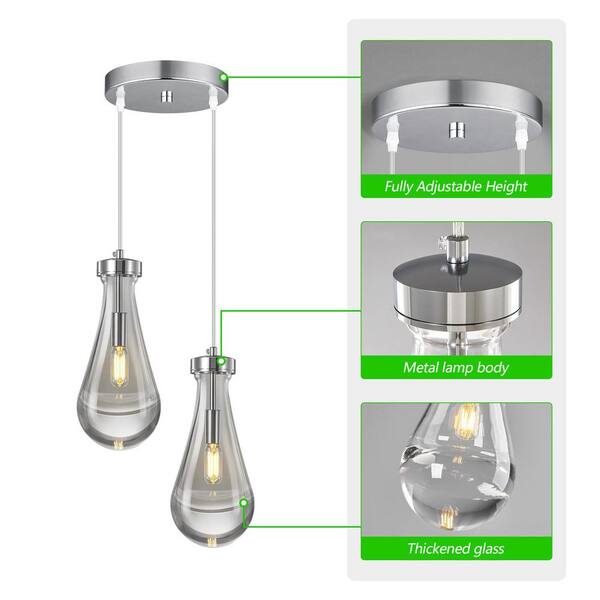 ZHLWIN Raindrop Pendant Lights Kitchen Island Teardrop Chrome
