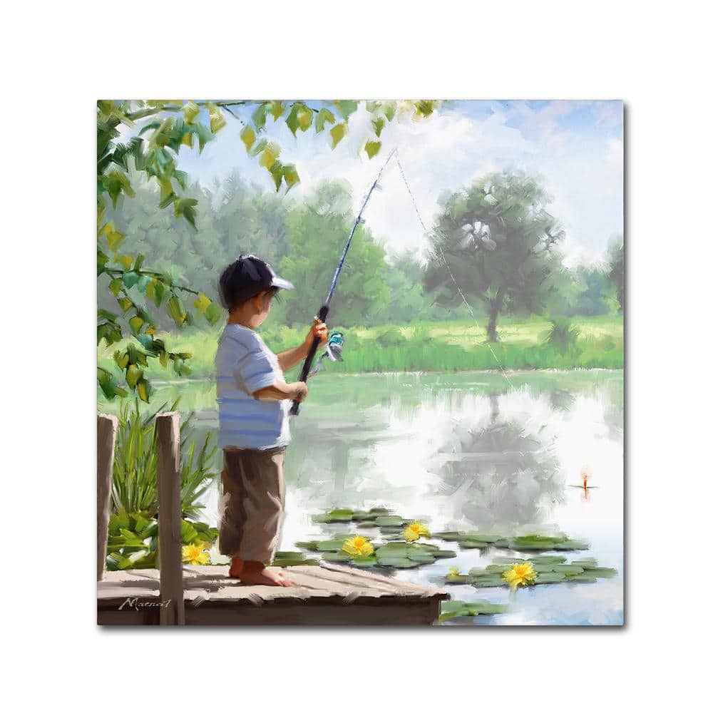 Trademark Fine Art 24 in. x 24 in. Boy Fishing by The Macneil Studio  Printed Canvas Wall Art ALI09697-C2424GG - The Home Depot
