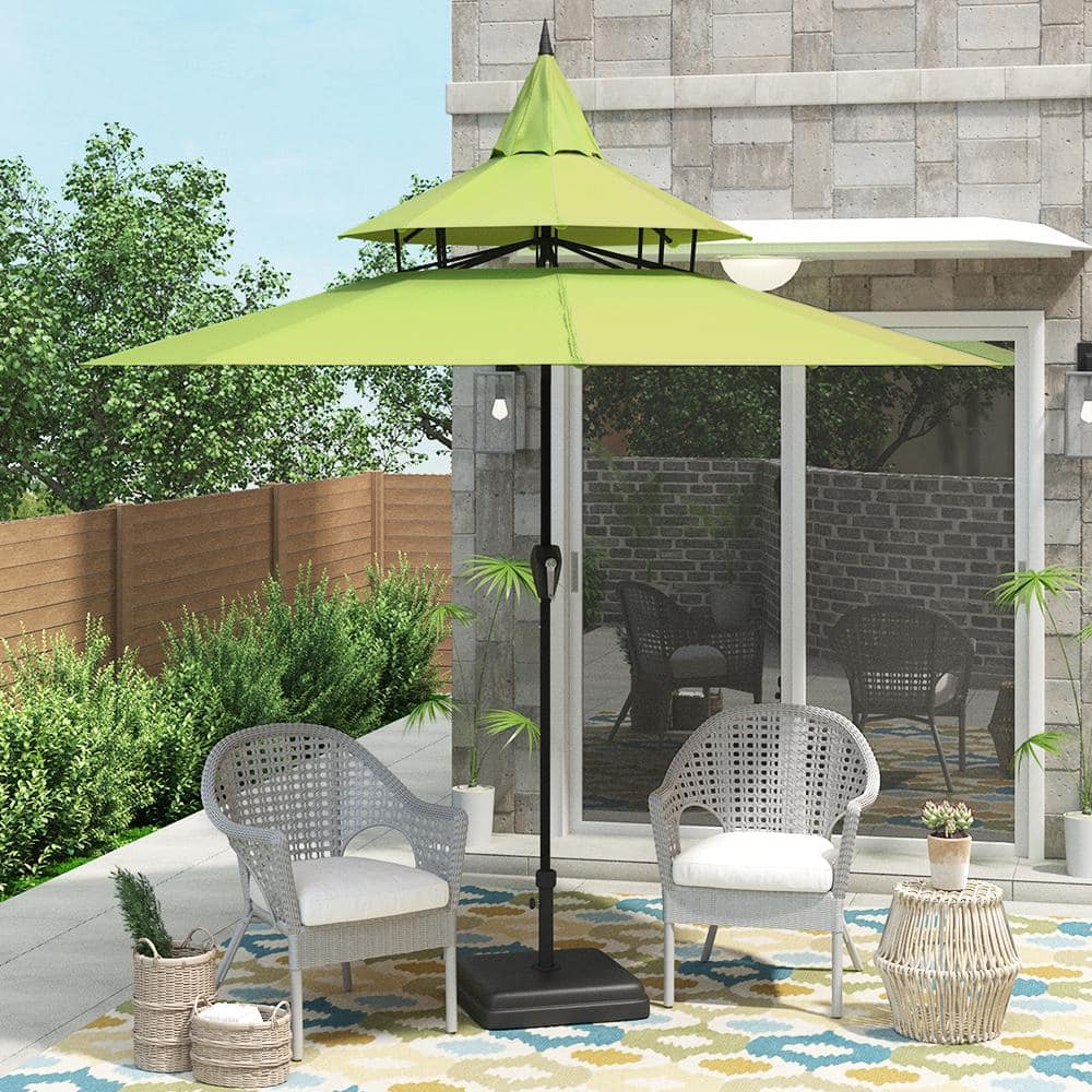 Maypex 9 ft. Steel Crank Pagoda Market Patio Umbrella in