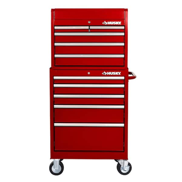 Husky Tool Storage 27 in. W x 18 in. D Standard Duty Red Rolling Tool Chest Combo H27CH5TR5RED The Home Depot