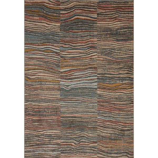 Loloi Chalos Charcoal/Multi 2 ft. 3 in. x 4 ft. Striped 100% Polypropylene Pile Area Rug