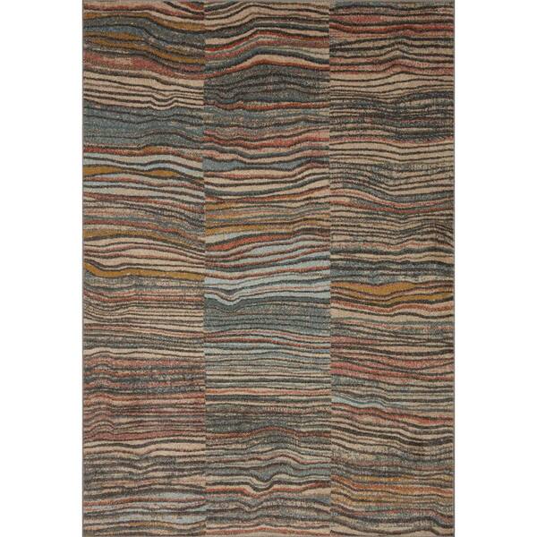 Loloi Chalos Charcoal/Multi 5 ft. 5 in. x 7 ft. 6 in. Striped 100% Polypropylene Pile Area Rug
