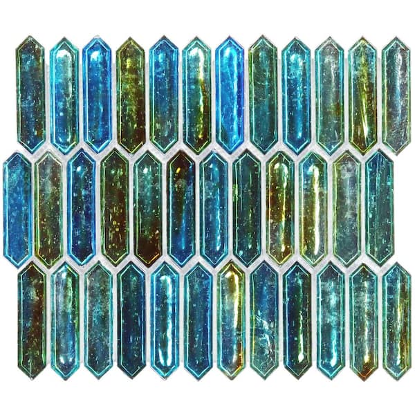 Ivy Hill Tile Fargin Tropical Lagoon Elongated Hexagon 4 in. x 8 in. Polished Glass Mosaic Tile Sample