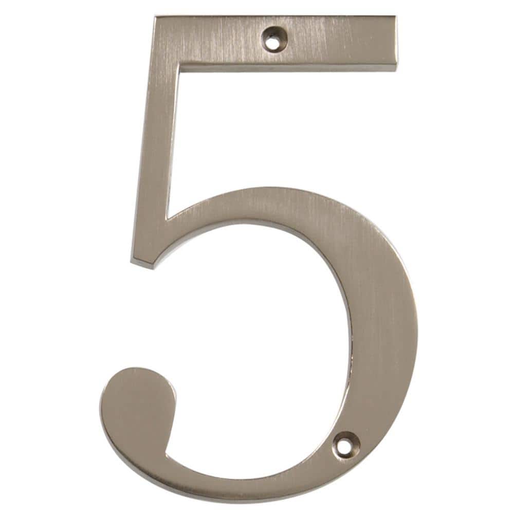4 in. Satin Nickel Flush Mount Metal House Number 5 price history on PriceWatchPro