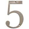 Everbilt 4 In. Satin Nickel Flush Mount Metal House Number 5 30156 ...