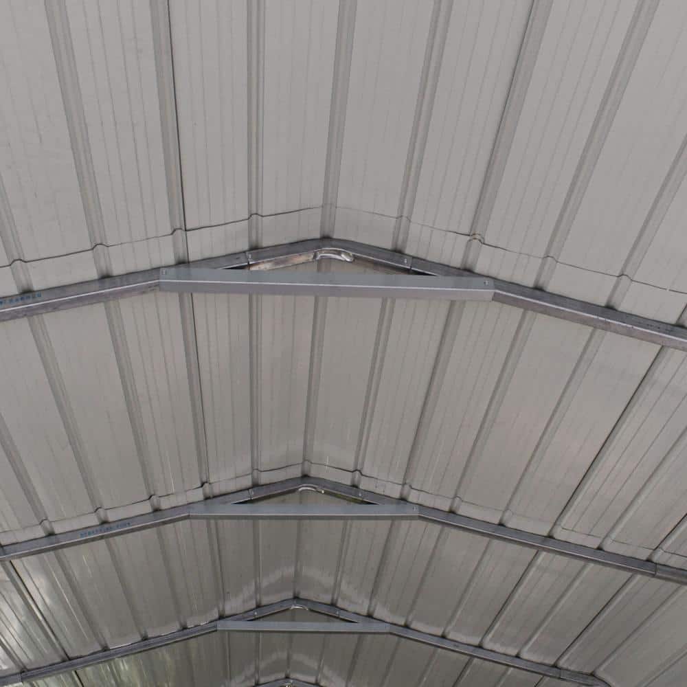 Gray 12 ft x 28 ft Metal Carport with Corrugated Roof and Sidewalls
