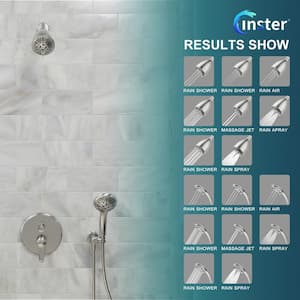 LOTUS 9-Spray Dual Wall Mount Fixed and Handheld Shower Head Combo 2 GPM in Brushed Nickel (Valve Included)