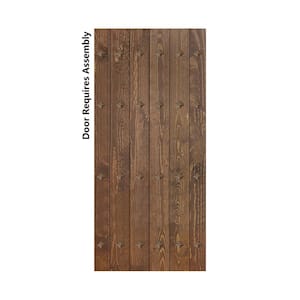 Mid-Century New Style 38 in. x 84 in. Dark Walnut DIY Solid Wood Sliding Barn Door Slab
