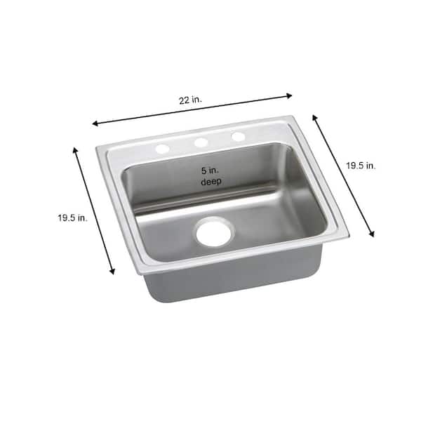 Lustertone 22 in. Drop-in Single Bowl 18-Gauge Stainless Steel Kitchen ADA Sink Only