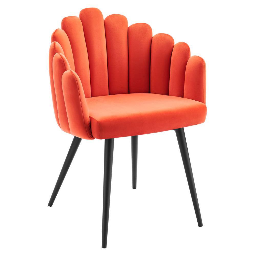 MODWAY Vanguard Orange Performance Velvet Dining Chair EEI4677BLKORA