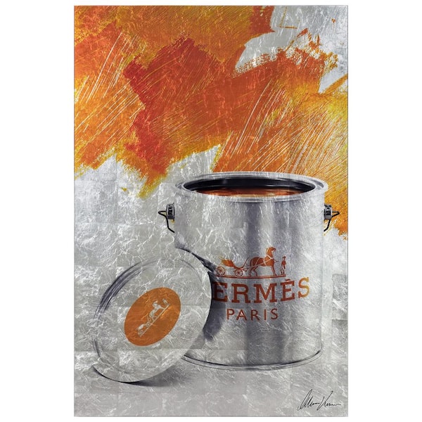 Empire Art Direct "Liquid Fashion Orange HRMS" Reverse Printed Tempered Glass with Silver Leaf, Drink, 32 in. x 48 in.