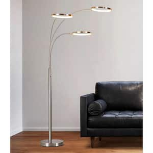 Angels 80 in. H Brushed Nickel Floor Lamp 3-Ring Dimmable LED Lights Arched