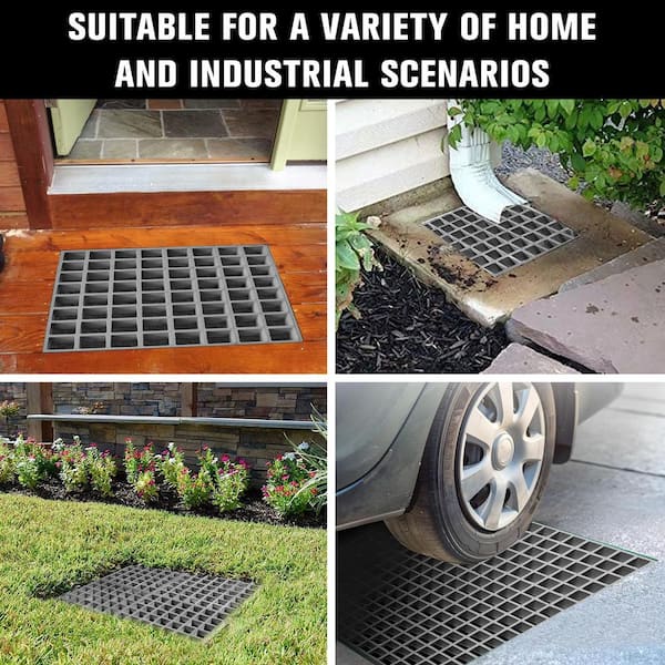Wellco 10.6 in. x 10.6 in. x 1 in. Green Fiberglass Molded Grating, Paver,1.5 in. x 1.5 in. x 1 in. (4-Pack)