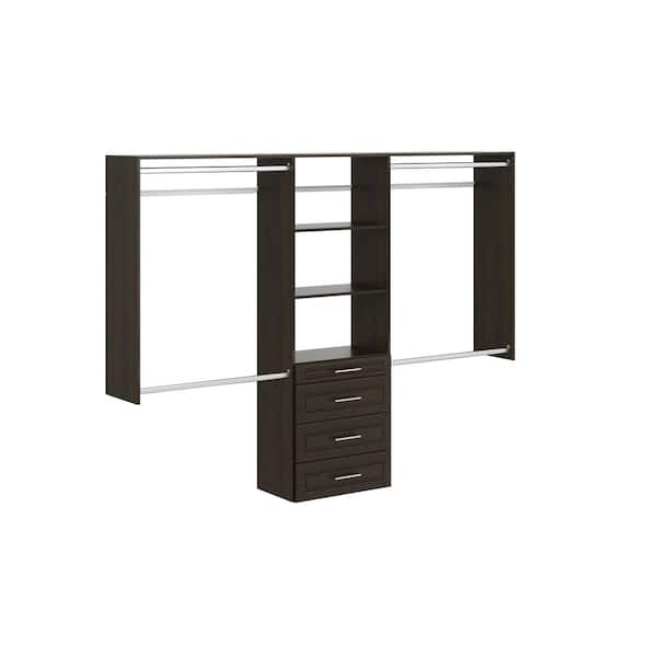 Closet Evolution Modern Raised Ultimate 60 in. W - 96 in. W Espresso Wood  Closet System TR64 - The Home Depot