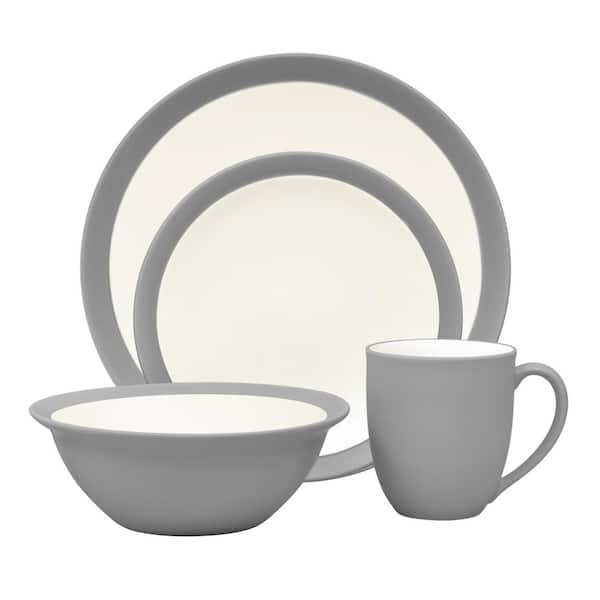 Noritake Colorwave Slate  4-Piece (Gray) Stoneware Curve Place Setting, Service for 1