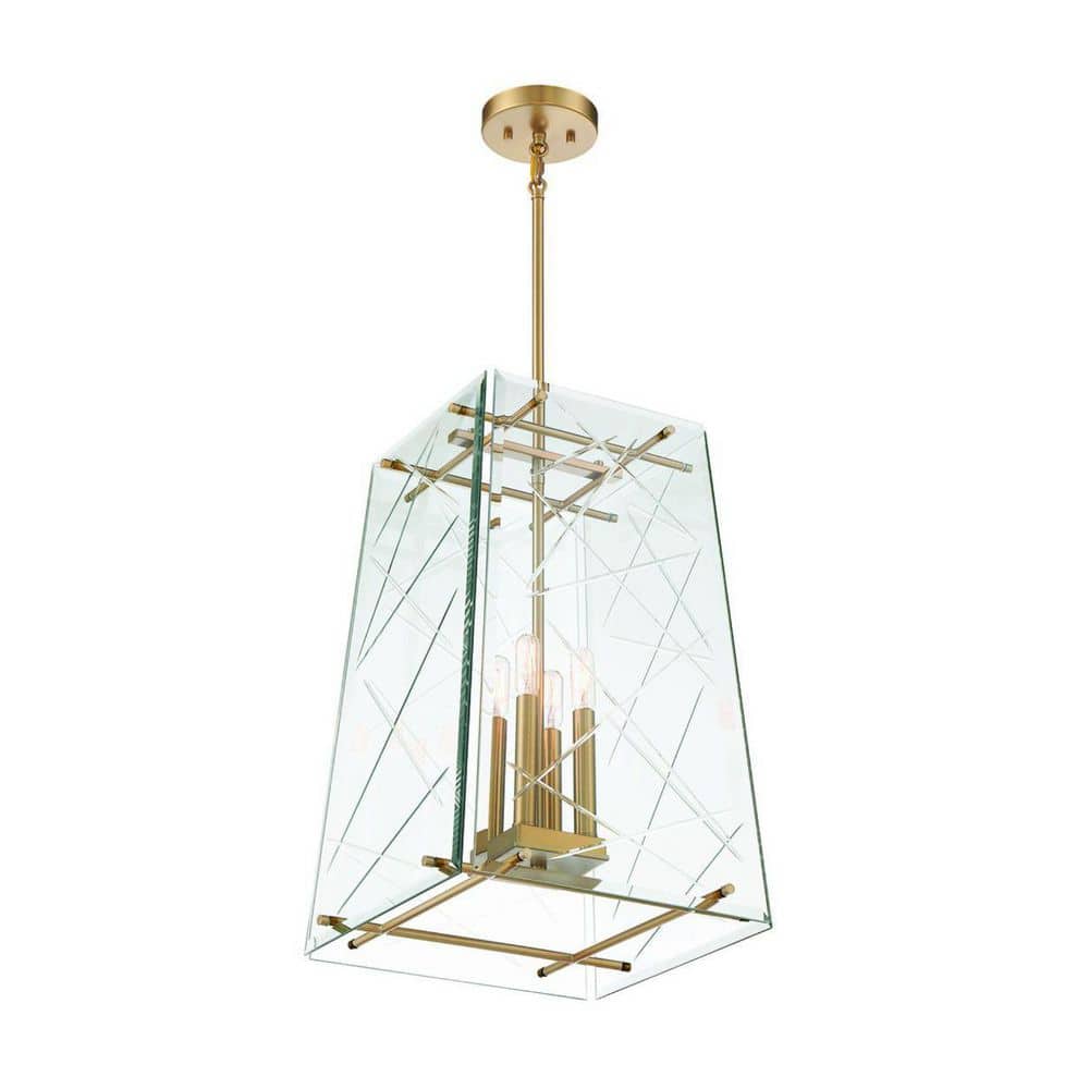 Kole 4-Light Pendant with Clear Glass and Warm Brass Finish
