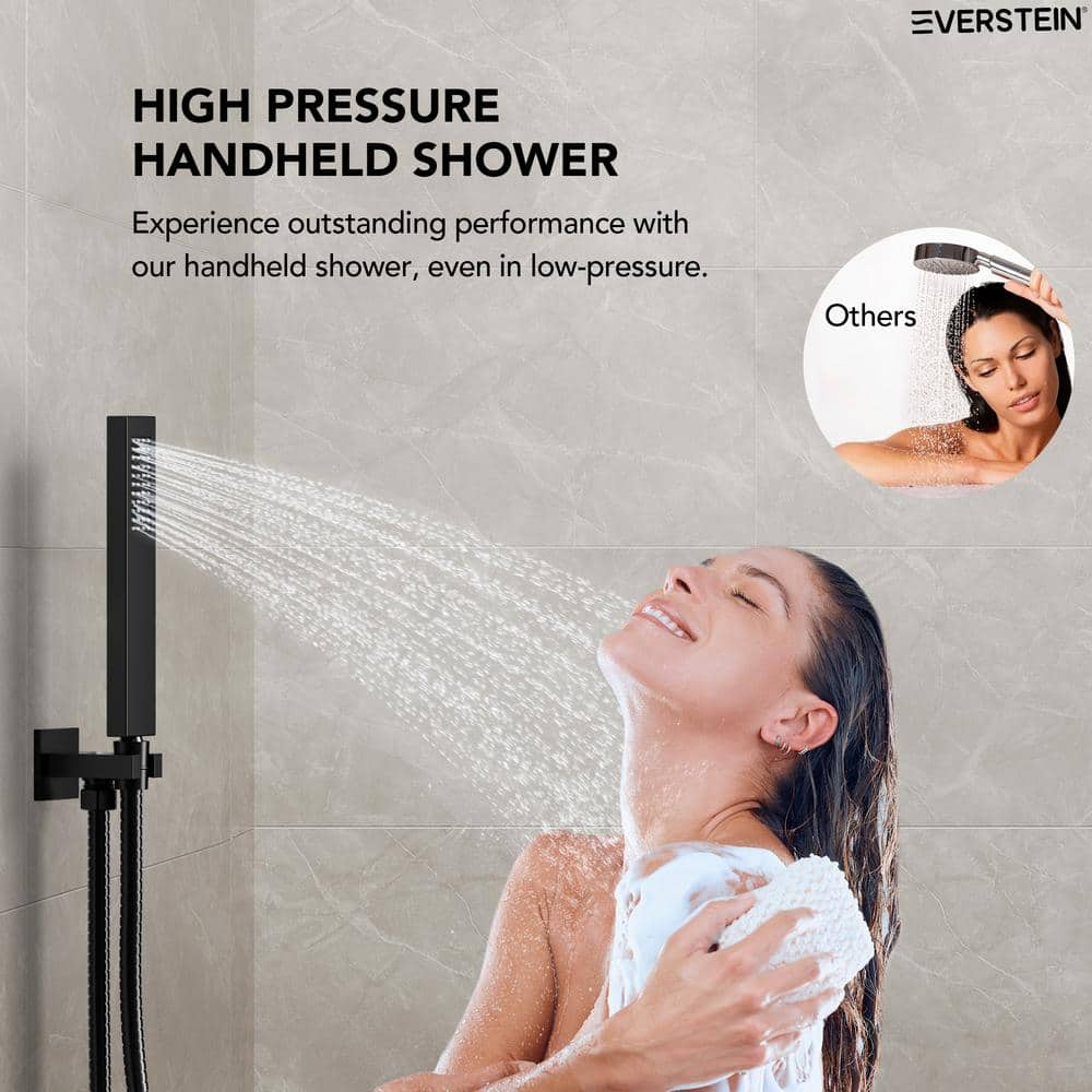 Matte Black 10-Inch Rainfall Shower System with Handheld Spray