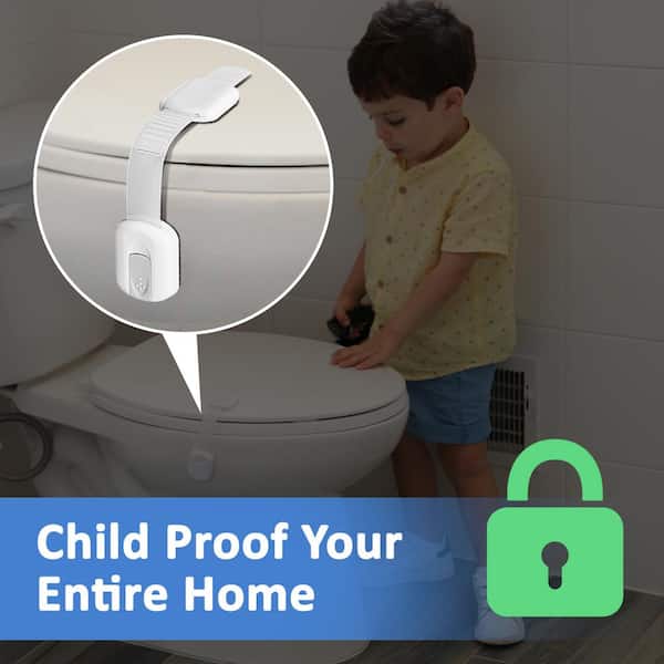 Toilet Locks Baby Proof - Okefan Toilet Seat Lock Child Safety for Toddlers Adhesive Kids Proofing Toilet Lid Lock Easy to Install No Drill Needed (