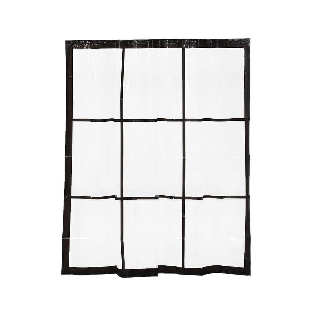 Clear PEVA Shower Curtain with Black Window Design, 71x71 Inches