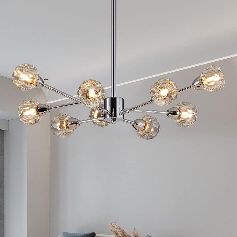 9-Light Chrome Modern Crystal Chandelier for Living Room, Dining Room with No Bulbs Included price history on PriceWatchPro