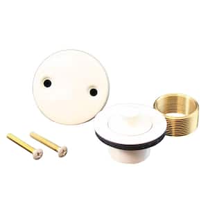 Lift and Turn Bath Tub Drain Conversion Kit with 2-Hole Overflow Plate in Biscuit