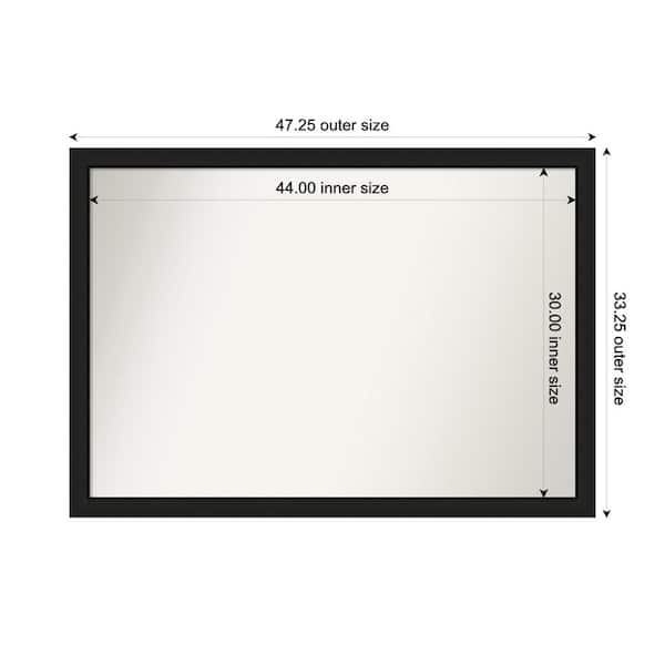 Amanti Art Midnight Black Narrow 47.25 in. W. x 33.25 in. Custom Non-Beveled Wood Framed Bathroom Vanity Wall Mirror