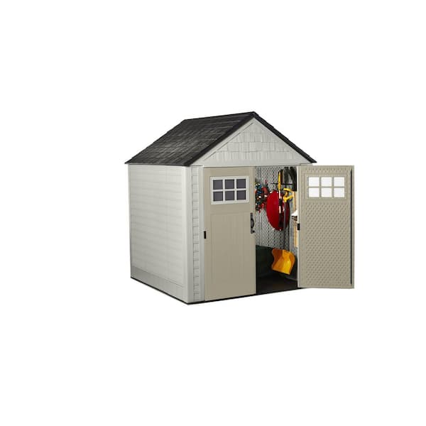 Rubbermaid 3 x 5 ft. Plastic, Resin and Polycarbonate Storage Shed, Beige  and Gray 