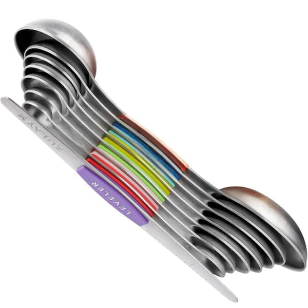 Zulay Kitchen Dual Sided Magnetic Measuring Spoon Set of 8-Multicolor