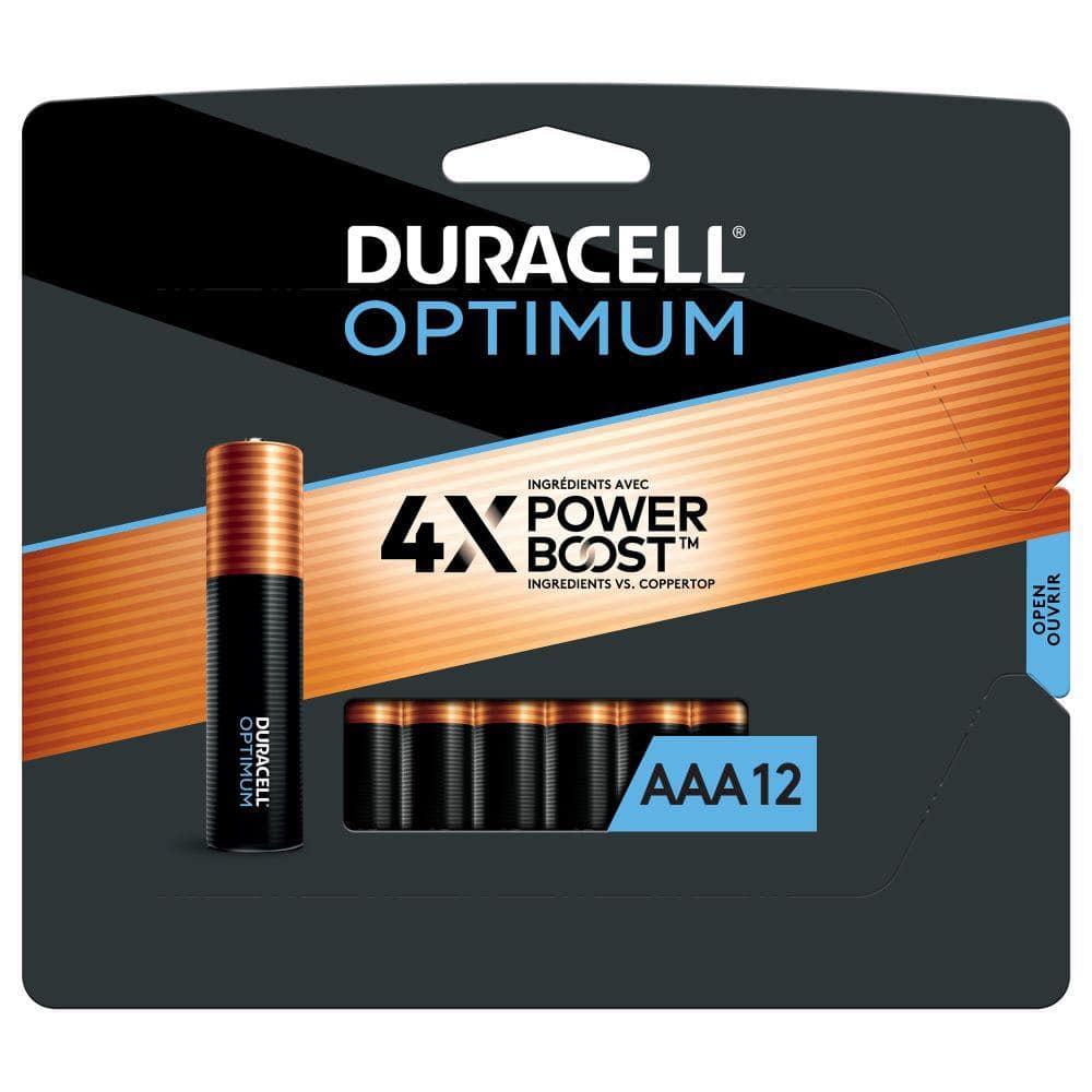 Duracell Optimum AAA Alkaline Battery (12-Pack), Triple A Batteries  004133303266 - The Home Depot