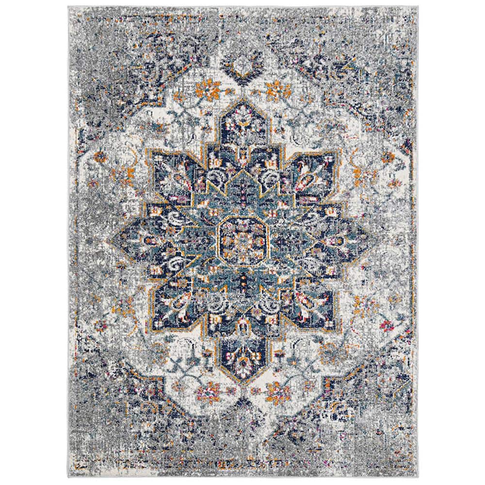 Gray Rectangular 5' x 7' Synthetic Stain-Resistant Area Rug